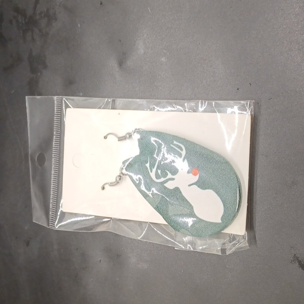 Abstract Green and White Earrings